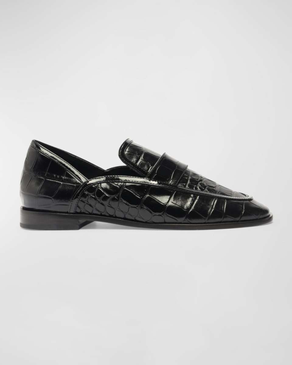 Maurice Croc-Embossed Leather Loafer Flats
